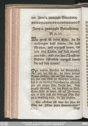 Zwey u. zwanzigste Betrachtung, Ps. 31, 20.