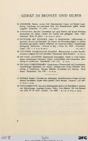 Gerät in Bronze und Silber (Nr. 45-52)