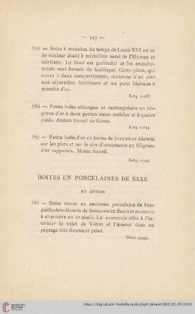Boites en Porcelaines de Saxe et Autres (Nr. 588 - 601)