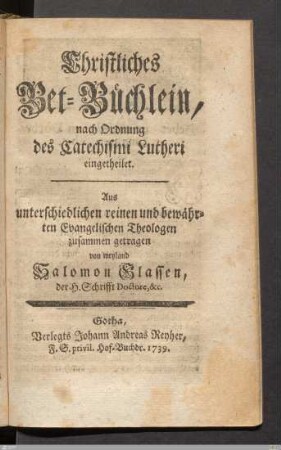 Christliches Bet-Büchlein.