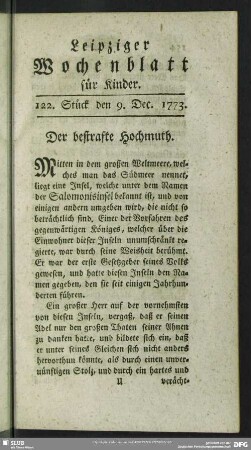 122. Stück den 9. Dec. 1773