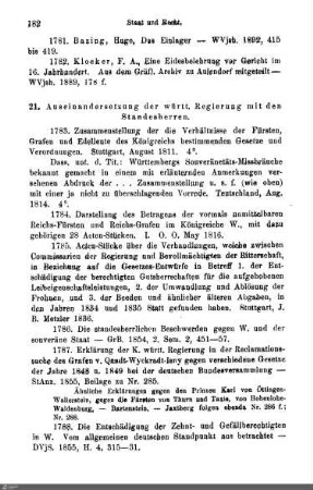 21. Auseinandersetzung der württ. Regierung mit den Standesherren