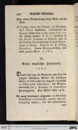 II. Neue englische Journale 1777