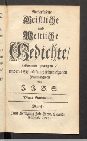 Vierte Sammlung, Geistliche Gedichte.