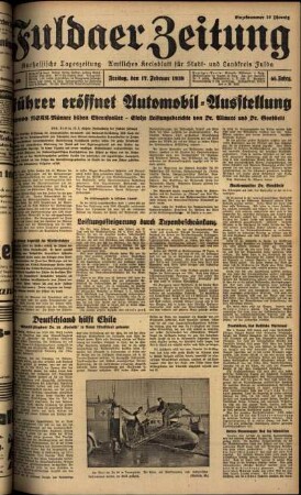 Ausgabe vom Freitag, den 17. Februar 1939.