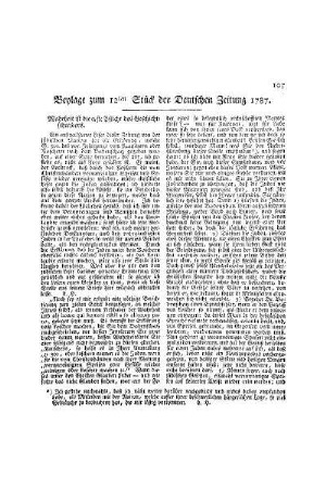 Beylage zum 12ten Stück der Deutschen Zeitung 1787
