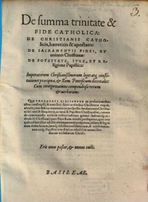 De summa trinitate et fide catholica