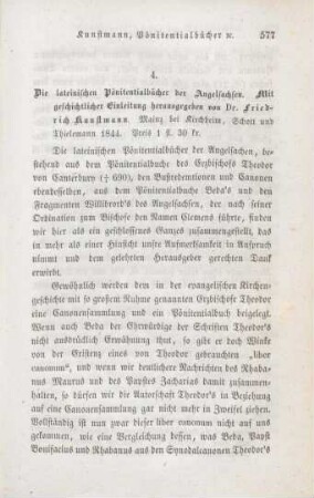577-588 [Rezension] Kunstmann, Friedrich, Die lateinischen Pönitentialbücher der Angelsachsen