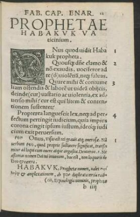 Prophetae Habakuk Vaticinium.