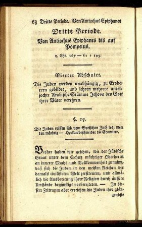 Dritte Periode. Von Antiochus Epiphanes bis auf Pompeius. v. Chr. 167 - 62 = 105.