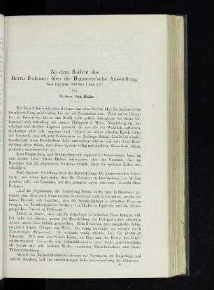 Zu dem Bericht des Herrn Behmer über die Hannover'sche Ausstellung