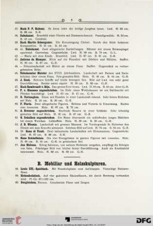 B. Mobiliar und Holzskulpturen (Nr. 58-108)