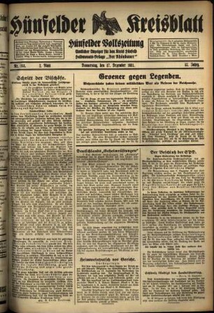 Zweite Ausgabe vom Donnerstag, den 17. Dezember 1931.