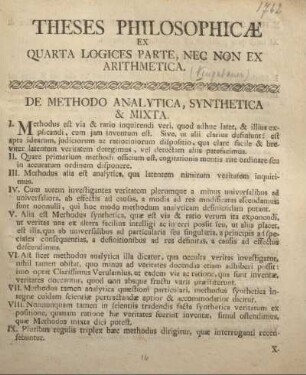 De methodo analytica, synthetica & mixta.