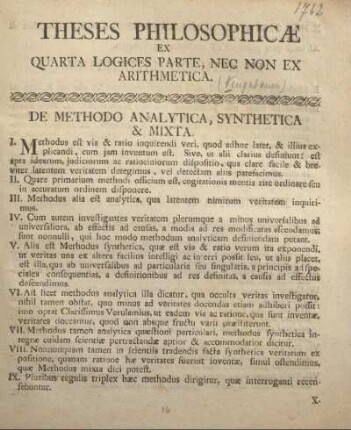 De methodo analytica, synthetica & mixta.