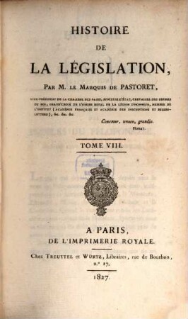 Histoire de la législation, 8