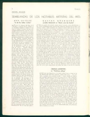 Semblanzas de los notables artistas del mes
