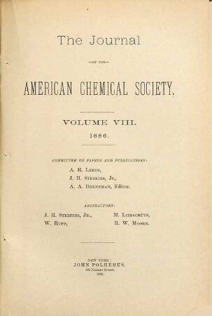Journal of the American Chemical Society : JACS. 8. 1886