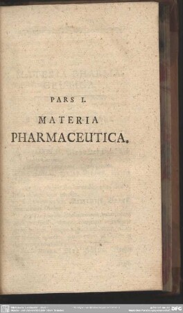 Pars I. Materia Pharmaceutica