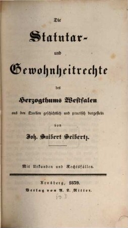 Statutar- und Gewohnheitsrechte