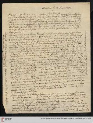 Nachlass Georg Arnold Heise: Brief von Henrik Steffens an Georg Arnold Heise