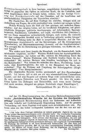 435-438, Gerichtsärztliche Wünsche bei der Revision der Strafgesetzgebung