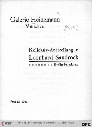 Kollektiv-Ausstellung Leonhard Sandrock, Berlin-Friedenau : Februar 1911