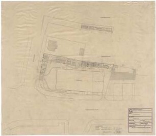 Schneider - Esleben, Paul; Düsseldorf, Grafenberger Allee 258; Haniel-Garage, Großgarage und Personalgebäude - Hauptgebäude; Nebengebäude; Personalgebäude (Lageplan)