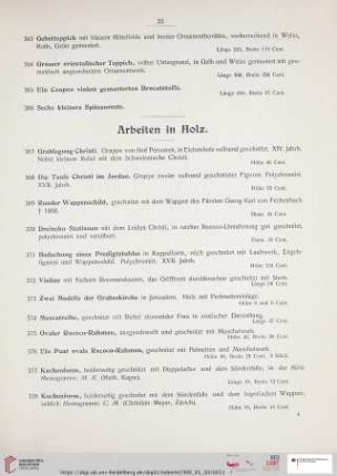 Arbeiten in Holz (Nr. 367 - 386)