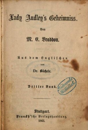 Lady Audley's Geheimniss, 3