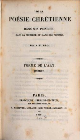 De la poésie chrétienne dans son principe, dans sa matière et dans ses formes : Forme de l'art ; Peinture