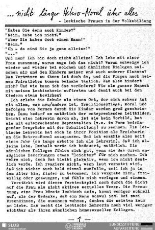 ...nicht länger Hetero-Moral über alles : lesbische Frauen in der Volksbildung