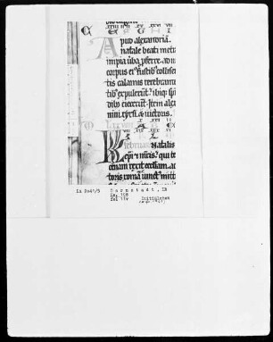 Martyrologium und Regula — Martyrologium — Initialen A (pud) und KL, Folio 11verso