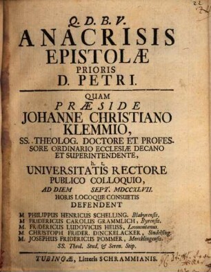 Anacrisis epistolae prioris D. Petri