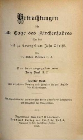 Betrachtungen für alle Tage des Kirchenjahres über das heilige Evangelium Jesu Christi, 4. Vom vierzehnten Sonntag nach Pfingsten bis zum Schlusse des Kirchenjahres