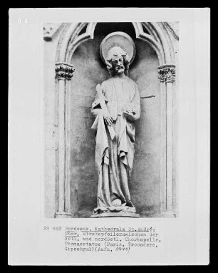 Bordeaux, Kathedrale Saint André, Chor, Strebepfeilerfigur: Der heilige Thomas