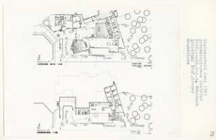 Archäologisches Institut (Diplomarbeit bei Willy Kreuer): Grundrisse Eingangsgeschoss und 1. Obergeschoss 1:200