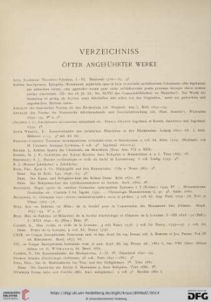 Verzeichniss öfter angeführter Werke