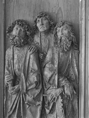 Windsheimer Apostelaltar — Altar im geöffneten Zustand — Rechter Altarflügel — Bartholomäus, Matthias und Simon