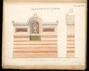 Grabdenkmal für einen Grubendirektor Monatskonkurrenz Februar 1876: Aufriss Vorderansicht, Seitenansicht; Maßstabsleiste