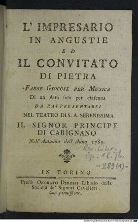 L' impresario in angustie ed Il convitato di pietra