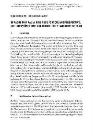 Sprache und Raum. Eine neue Forschungsperspektive, ihre Ursprünge und ihr aktueller Entwicklungsstand