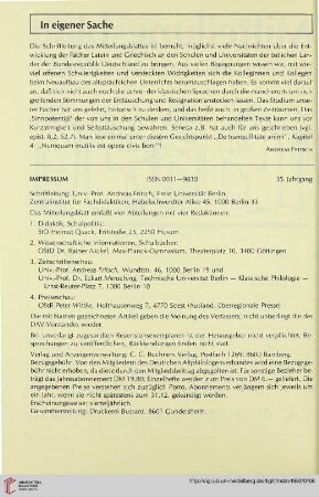 In eigener Sache