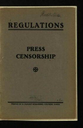 Regulations for control of the press in occupied German territory