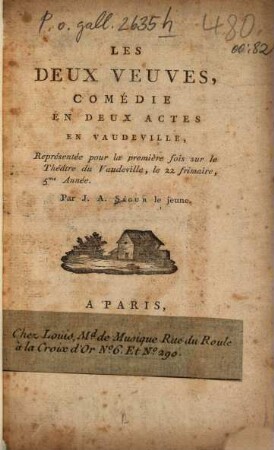 Les deux veuves : Comédie en 2 actes en vaudeville