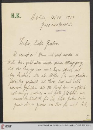 Brief von Hedwig Kantorowicz an Gustav Radbruch