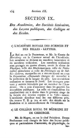 Section IX. Des Académies, des Sociétés littéraires, des Leçons publiques, des Colléges et des Ecoles