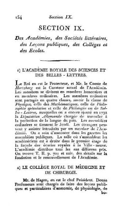 Section IX. Des Académies, des Sociétés littéraires, des Leçons publiques, des Colléges et des Ecoles