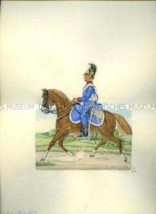 Uniformdarstellung, Reiter des 2. Reiter-Regiments zu Pferd, Sachsen, 1859.