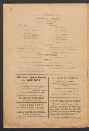 Poesías de Carducci : Fe de erratas del número anterior